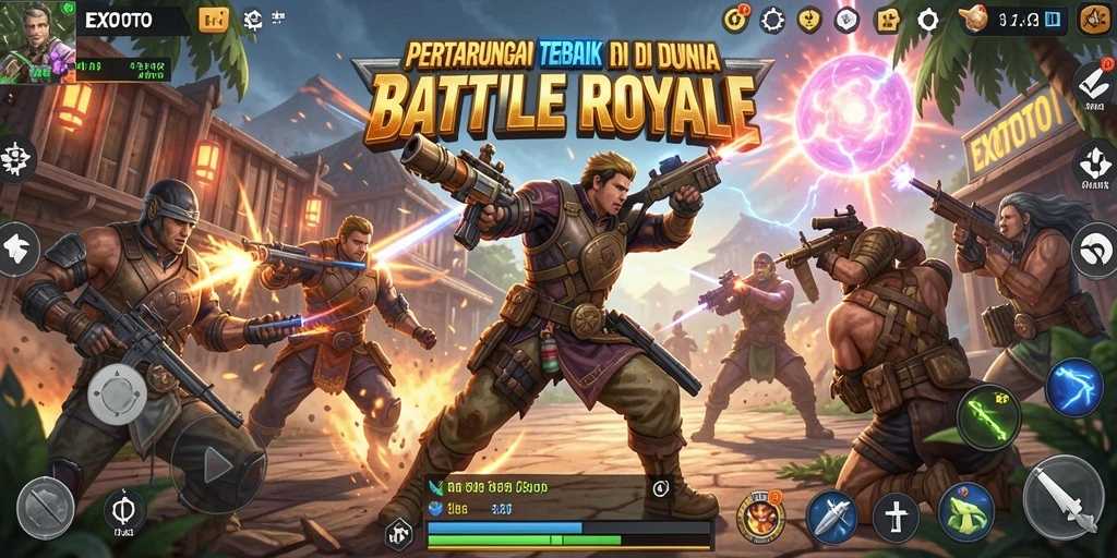 Tangkapan layar gameplay EXOTOTO saat pertarungan Battle Royale.